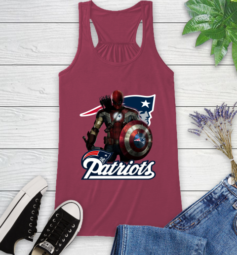 NFL Captain America Thor Spider Man Hawkeye Avengers Endgame Football New England Patriots Racerback Tank 8