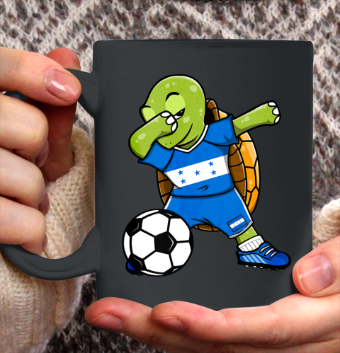 Dabbing Turtle Honduras Soccer Fans Jersey Honduran Football Ceramic Mug 11oz