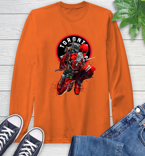 NBA Deadpool Marvel Comics Sports Basketball Toronto Raptors Long Sleeve T-Shirt 5