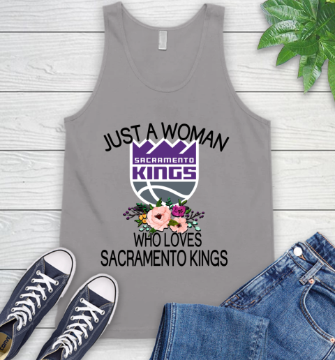 NBA Just A Woman Who Loves Sacramento Kings Basketball Sports Tank Top 2