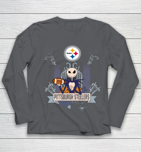 NFL Pittsburgh Steelers Football Jack Skellington Halloween Youth Long Sleeve 6