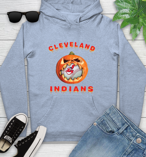 MLB Cleveland Indians Halloween Pumpkin Baseball Sports Youth Hoodie 10