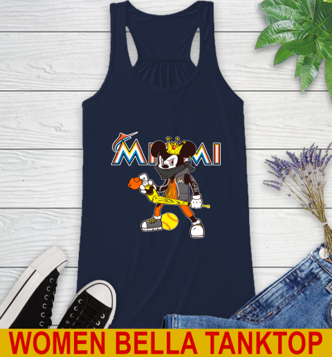 Miami Marlins MLB Baseball Mickey Peace Sign Sports Racerback Tank 11