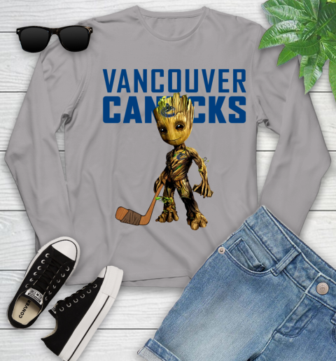 Vancouver Canucks NHL Hockey Groot Marvel Guardians Of The Galaxy Youth Long Sleeve 5