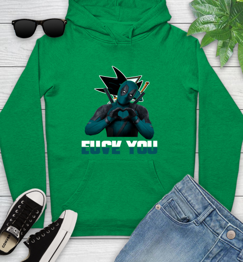 NHL San Jose Sharks Deadpool Love You Fuck You Hockey Sports Youth Hoodie 9