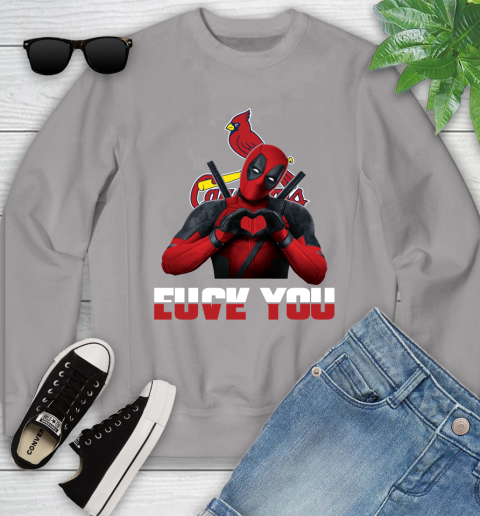 MLB St.Louis Cardinals Deadpool Love You Fuck You Baseball Sports Youth Sweatshirt 3