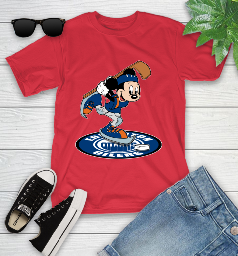NHL Hockey Edmonton Oilers Cheerful Mickey Disney Shirt Youth T-Shirt 10