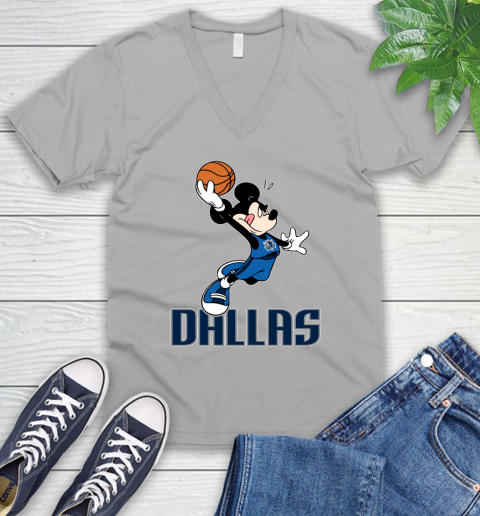 NBA Basketball Dallas Mavericks Cheerful Mickey Mouse Shirt V-Neck T-Shirt 4
