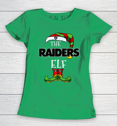Oakland Raiders Christmas ELF Funny NFL Women's T-Shirt 5