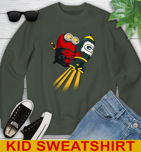 NFL Football Green Bay Packers Deadpool Minion Marvel Shirt Youth Sweatshirt 8