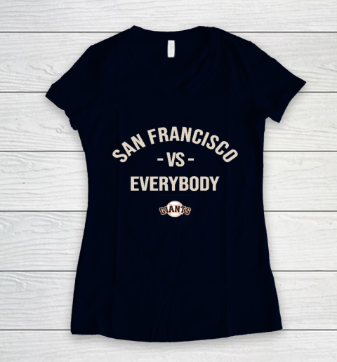 San Francisco Giants Vs Everybody Women's V-Neck T-Shirt 2