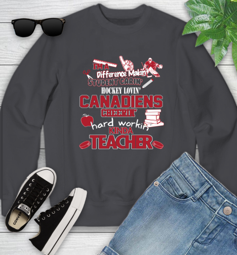 Montreal Canadiens NHL I'm A Difference Making Student Caring Hockey Loving Kinda Teacher Youth Sweatshirt 5