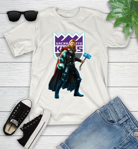 NBA Thor Avengers Endgame Basketball Sacramento Kings Youth T-Shirt