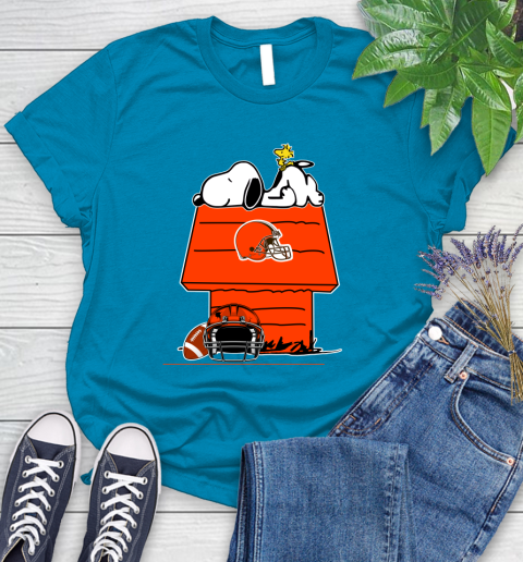 Cleveland Browns NFL Football Snoopy Woodstock The Peanuts Movie Women's T-Shirt 7