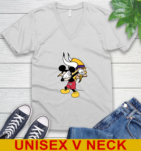 Minnesota Vikings NFL Football Dabbing Mickey Disney Sports V-Neck T-Shirt