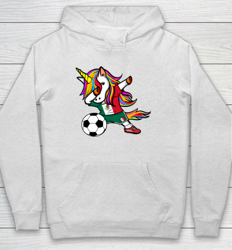 Funny Dabbing Unicorn Mexico Football Mexican Flag Soccer Hoodie