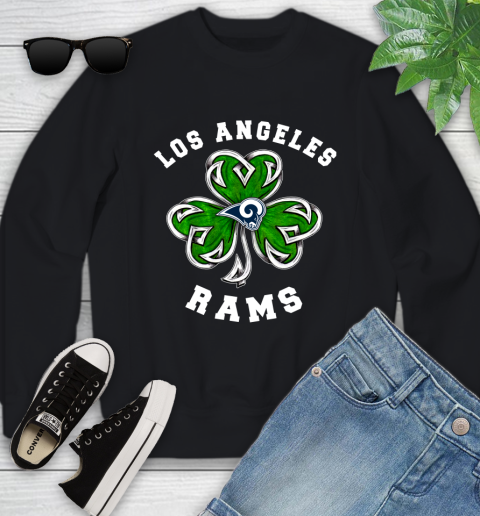 NFL Los Angeles Rams Three Leaf Clover St Patrick's Day Football Sports Youth Sweatshirt