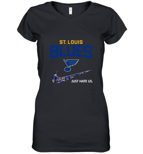 NHL Team St.Louis Blues x Nike Just Hate Us Hockey Women's V-Neck T-Shirt