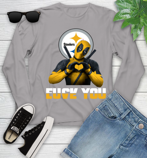 NHL Pittsburgh Steelers Deadpool Love You Fuck You Football Sports Youth Long Sleeve 5