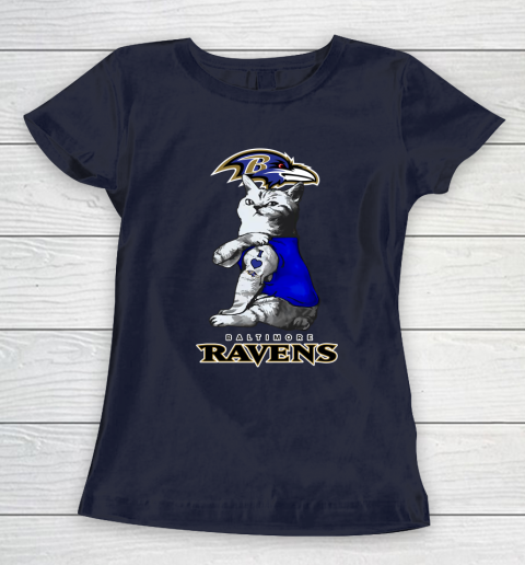 NFL Football My Cat Loves Baltimore Ravens Women's T-Shirt 3 NFL Football My Cat Loves Baltimore Ravens Women's T-Shirt - Image 3