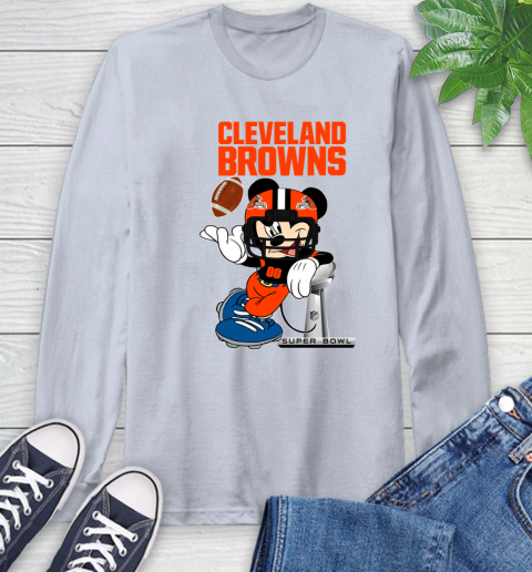 NFL Cleveland Browns Mickey Mouse Disney Super Bowl Football T Shirt Long Sleeve T-Shirt 6