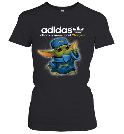 Baby Yoda Adidas All Day I Dream About Los Angeles Chargers Women's T-Shirt