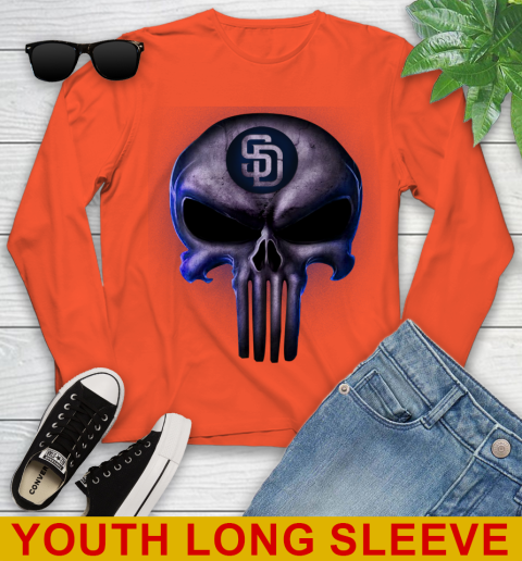 San Diego Padres MLB Baseball Punisher Skull Sports Youth Long Sleeve 3