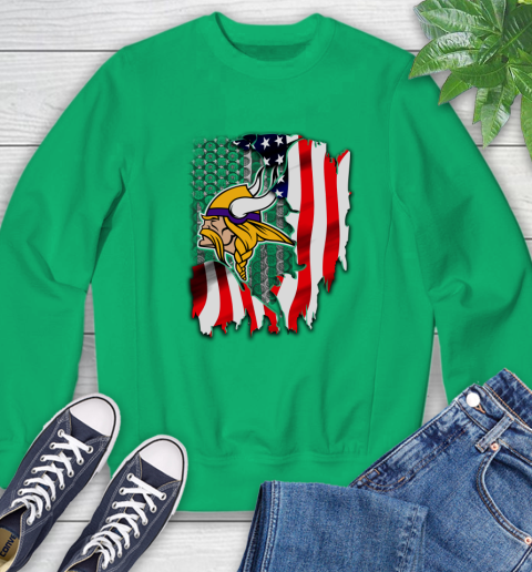 Minnesota Vikings NFL Football American Flag Sweatshirt 7