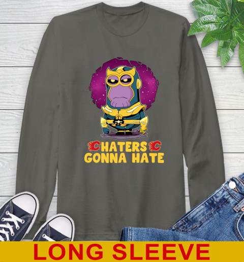 NHL Hockey Calgary Flames Haters Gonna Hate Thanos Minion Marvel Shirt Long Sleeve T-Shirt 9 NHL Hockey Calgary Flames Haters Gonna Hate Thanos Minion Marvel Shirt Long Sleeve T-Shirt - Image 9
