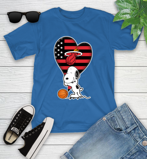 Miami Heat NBA Basketball The Peanuts Movie Adorable Snoopy Youth T-Shirt 9