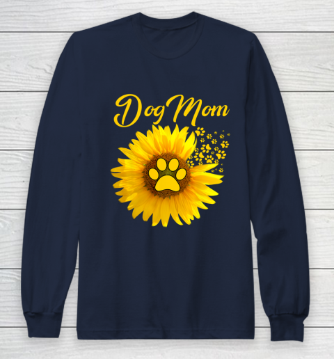 Dog Mom Shirt Amazing Dog Mom Sunflower Dog Paw Long Sleeve T Shirt