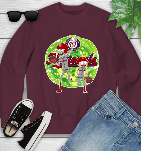 MLB Washington Nationals Rick And Morty Baseball Sports Youth Sweatshirt 5