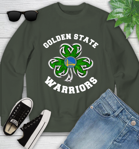 NBA Golden State Warriors Three Leaf Clover St Patrick's Day Basketball Sports Youth Sweatshirt 9