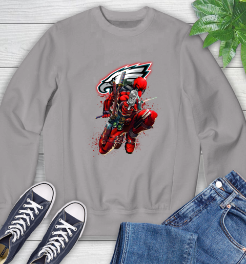 NFL Deadpool Marvel Comics Sports Football Philadelphia Eagles Sweatshirt 5