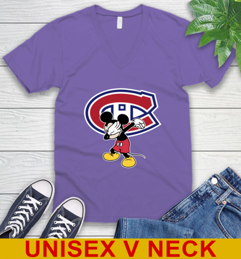 Montreal Canadiens NHL Hockey Dabbing Mickey Disney Sports V-Neck T-Shirt 9