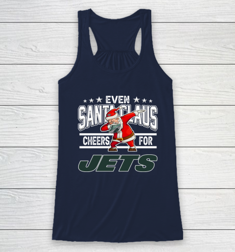 New York Jets Even Santa Claus Cheers For Christmas NFL Racerback Tank 8