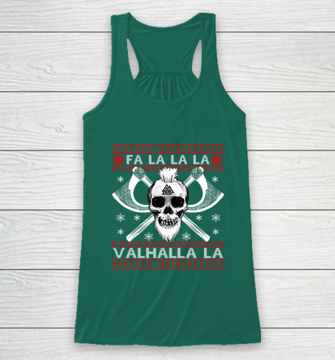 Ugly Christmas Sweater Fa La La Valhalla Viking Racerback Tank 5