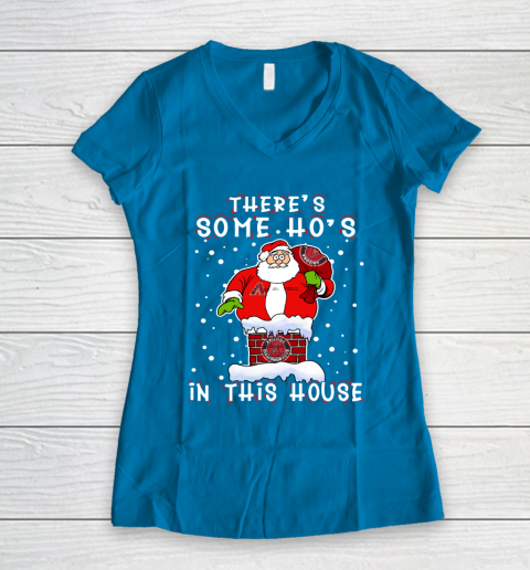 Arizona Diamondbacks Christmas There Is Some Hos In This House Santa Stuck In The Chimney MLB Women's V-Neck T-Shirt 5