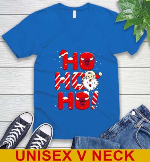 Chicago Bulls NBA Basketball Ho Ho Ho Santa Claus Merry Christmas Shirt V-Neck T-Shirt 5