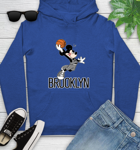 NBA Basketball Brooklyn Nets Cheerful Mickey Mouse Shirt Youth Hoodie 9
