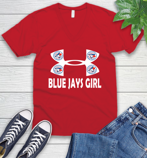 MLB Toronto Blue Jays Under Armour Baseball Sports V-Neck T-Shirt 6