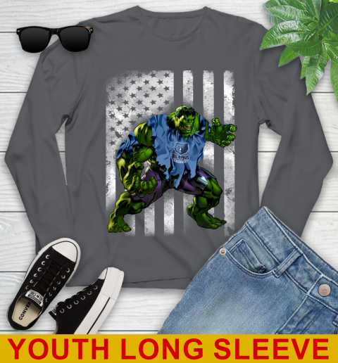 Memphis Grizzlies Hulk Marvel Avengers NBA Basketball American Flag Youth Long Sleeve 9
