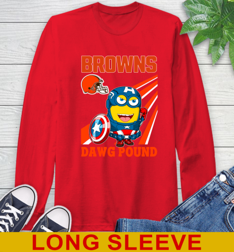 NFL Football Cleveland Browns Captain America Marvel Avengers Minion Shirt Long Sleeve T-Shirt 12