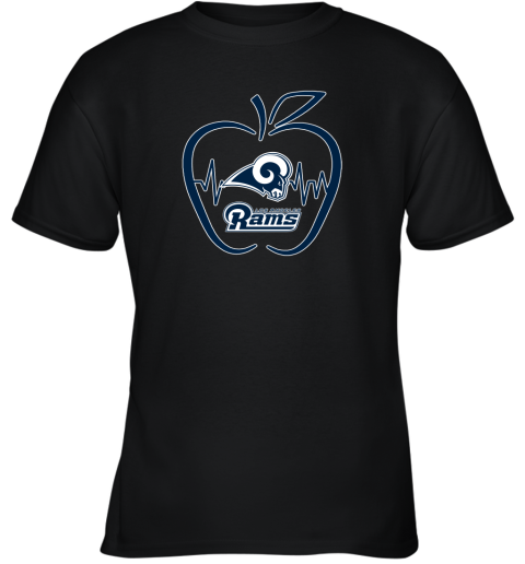 Apple Heartbeat Teacher Symbol Los Angeles Rams Youth T-Shirt
