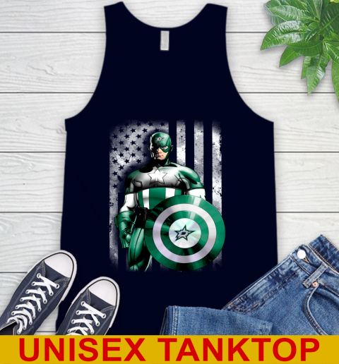 Dallas Stars NHL Hockey Captain America Marvel Avengers American Flag Shirt Tank Top 2