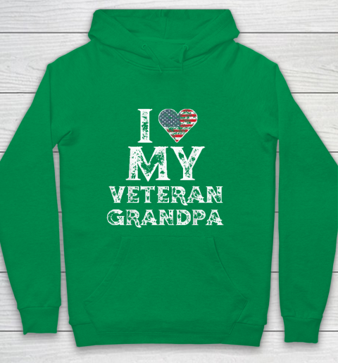 I Love My Veteran Grandpa Vintage Veteran's Day Youth Hoodie 4