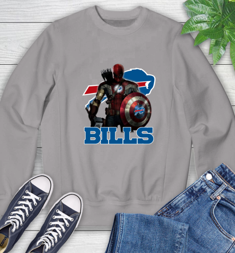 NFL Captain America Thor Spider Man Hawkeye Avengers Endgame Football Buffalo Bills Sweatshirt 5