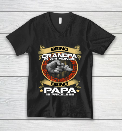 Being Grandpa Is An Honor Being PaPa is Priceless Father Day Gift V-Neck T-Shirt