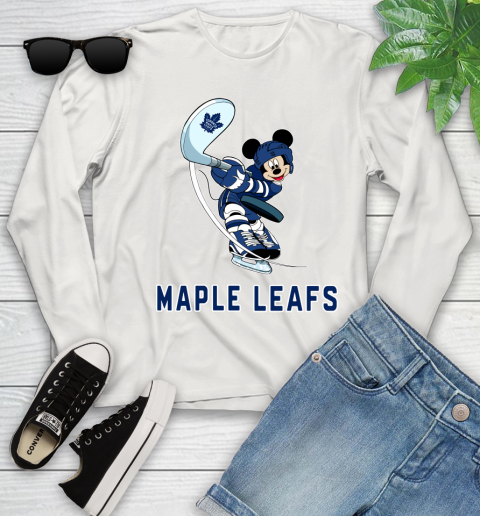 NHL Hockey Toronto Maple Leafs Cheerful Mickey Mouse Shirt Youth Long Sleeve 12