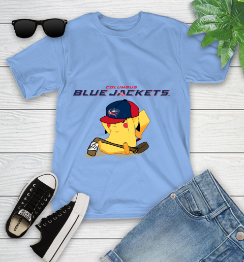NHL Pikachu Hockey Sports Columbus Blue Jackets Youth T-Shirt 11